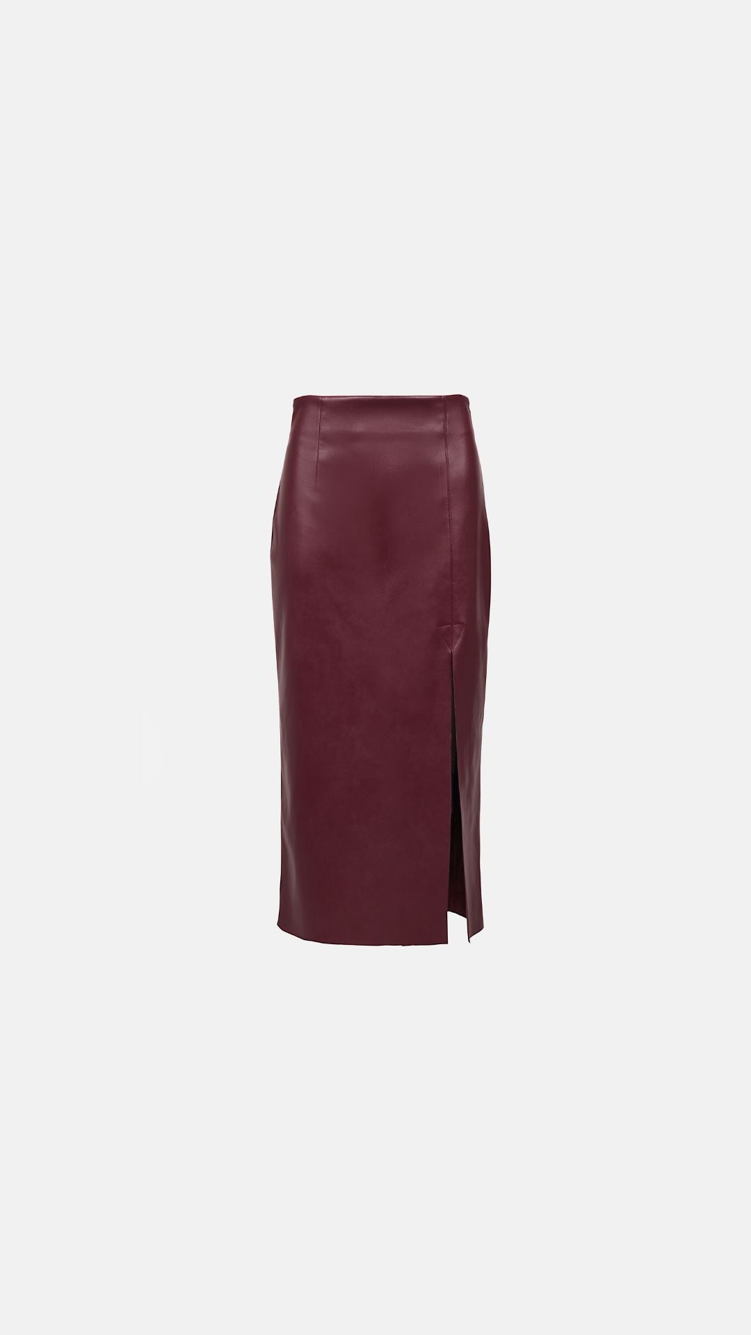 FEAR VEGAN LEATHER MIDI SKIRT